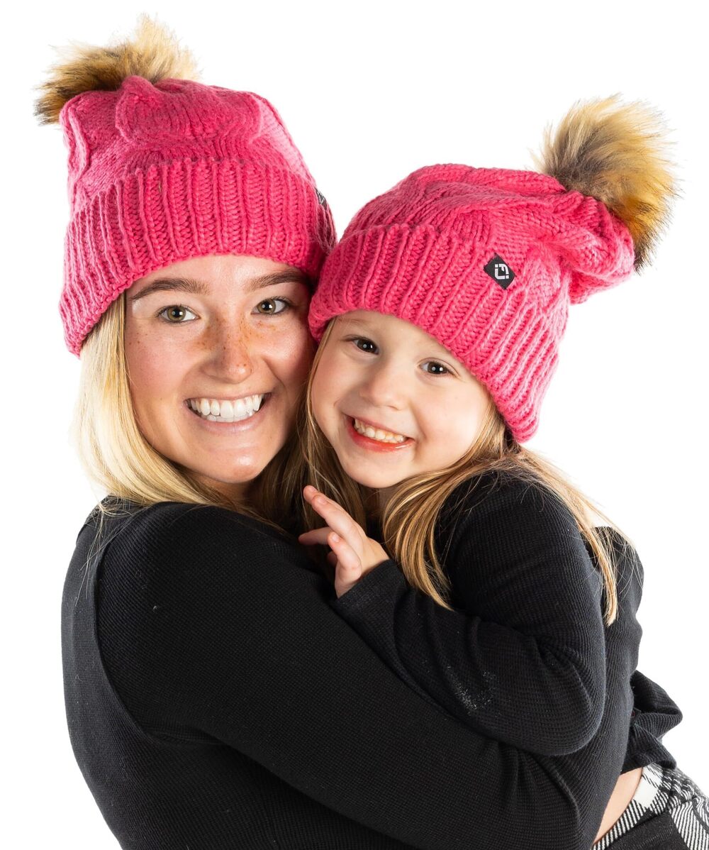 4350 Mom and Baby Matching Winter Hats Mama and Me Cable Knit Beanie Set
